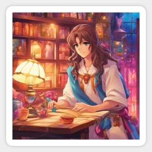 adventures ancient iconic anime with light Sticker